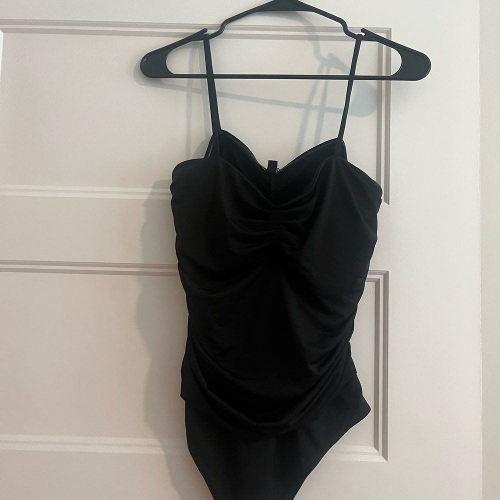Elegant Black Ruched bodysuit